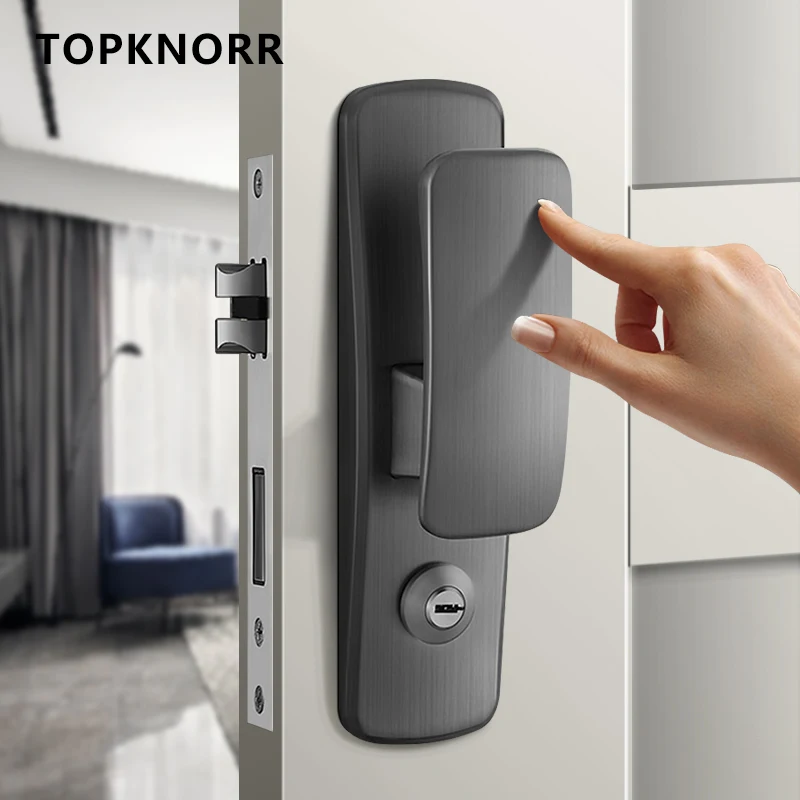 Imagem -02 - Universal de Madeira Porta Handle Lock Impulso Direto Interior Quarto Mudo Casa Quarto Frente e Traseira Novo