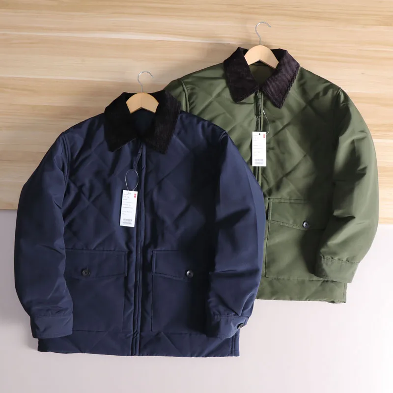 

Thiened Diamond id Стеганое хлопковое тюлевое мужское зимнее теплое пальто с воротником-стойкой в стиле ретро Sle Stand Fit Faion Urban Sle