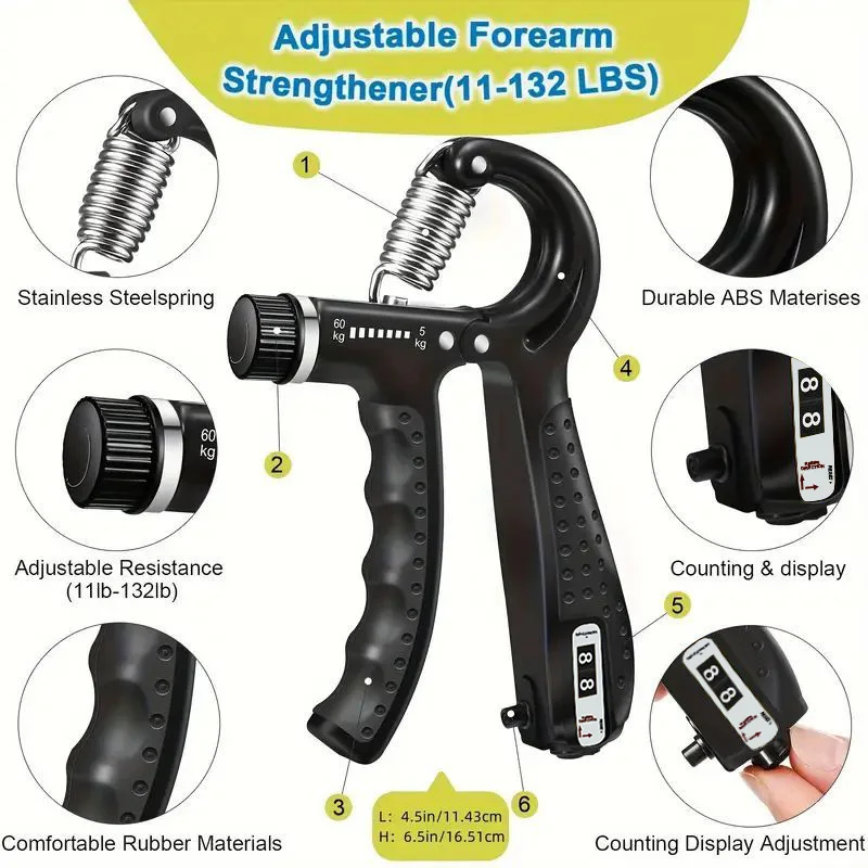 Grip Strength Grips Men'S Professional Training Arm Hand Strength Rehabilitation Stress Reduction Wrist Count Adjustable Grips