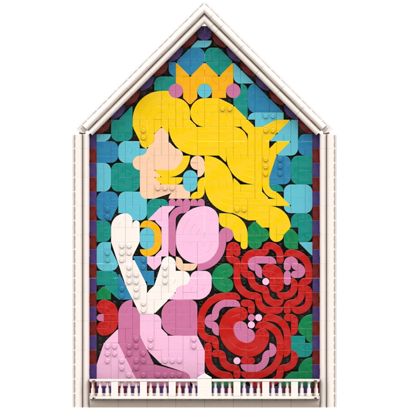 

1264 шт. MOC принцесса-перчитель витражное окно настенное искусство итальянский сантехник строительные блоки рождественский подарок игрушки обучающее здание