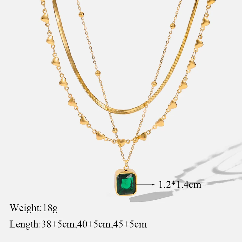EILIECK 316L Edelstahl Halskette mit grünem Zirkonia-Kristall für Damen, modische Luxus-Kette, Choker-Schmuck, Party- und Hochzeitsgeschenke – Detail 8