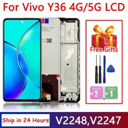 6.64“Screen For Vivo Y36 4G V2247 LCD Display Touch Screen Digitizer Assembly For Vivo Y36 5G V2248 Display With Frame