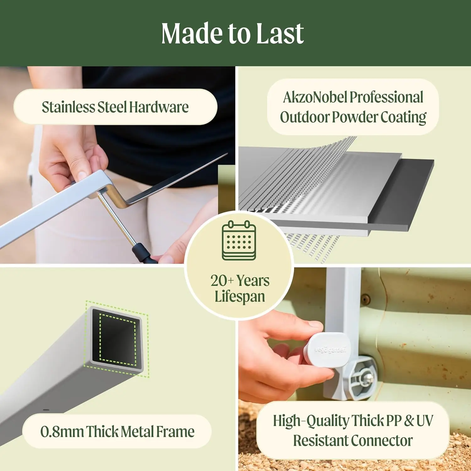 Modular Arched Trellis System Triple Section 5.5' Long Trellis for 4.0' x 8.0' (10 in 1) Garden Bed