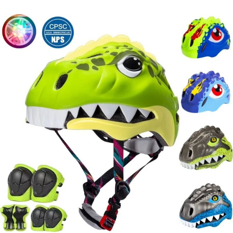 

Bicycle helmet boys with rechargeable tail light sports safety cycling protection knee elbow pad sets balance bike helmet