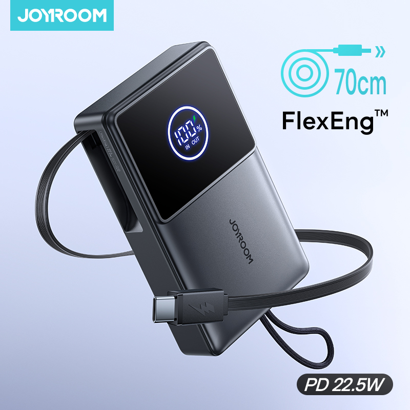  Joyroom 10000mAh Power Bank 22.5W Fast Charging With Built-in 70cm Retractable Type-C Cable For iPhone 16 15 Pro Max Samsung 