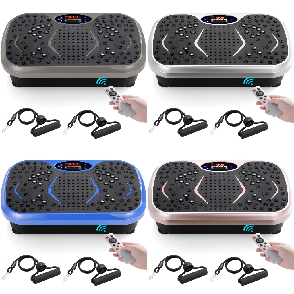 

3D Vibration Plate Exercise Machine, Fitness Platform for Lymphatic Drainage, Fitness Platform w/Loop Bands, Whole Body Workout