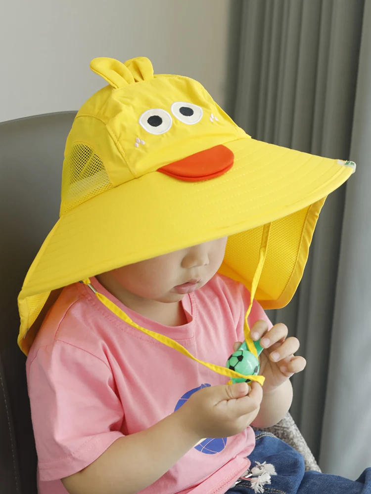 Children's Boys' Sunlight Blocker for Summer Hat Summer UV Protection Baby Going out 1-2 Years Old 3 Big Brim Breathable