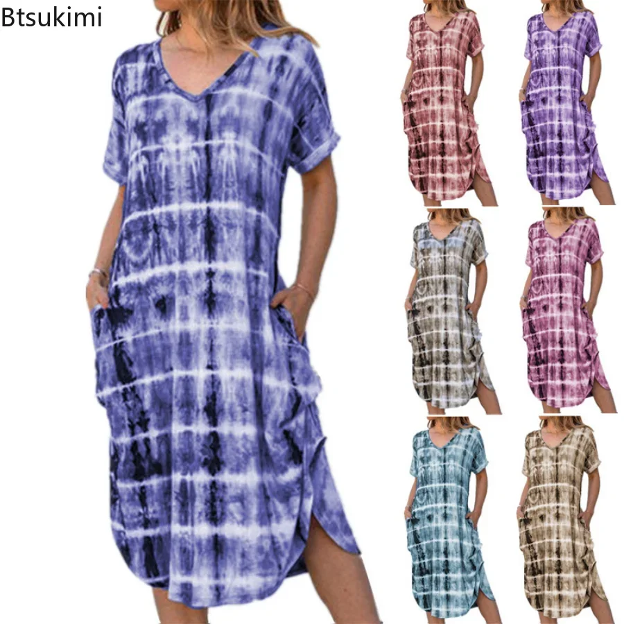 

New 2024 Women's Summer Casual Dress Loose Soft Elegant Maxi Dress Vintage Flower Print Long Straight Dress Female Vestidos Robe