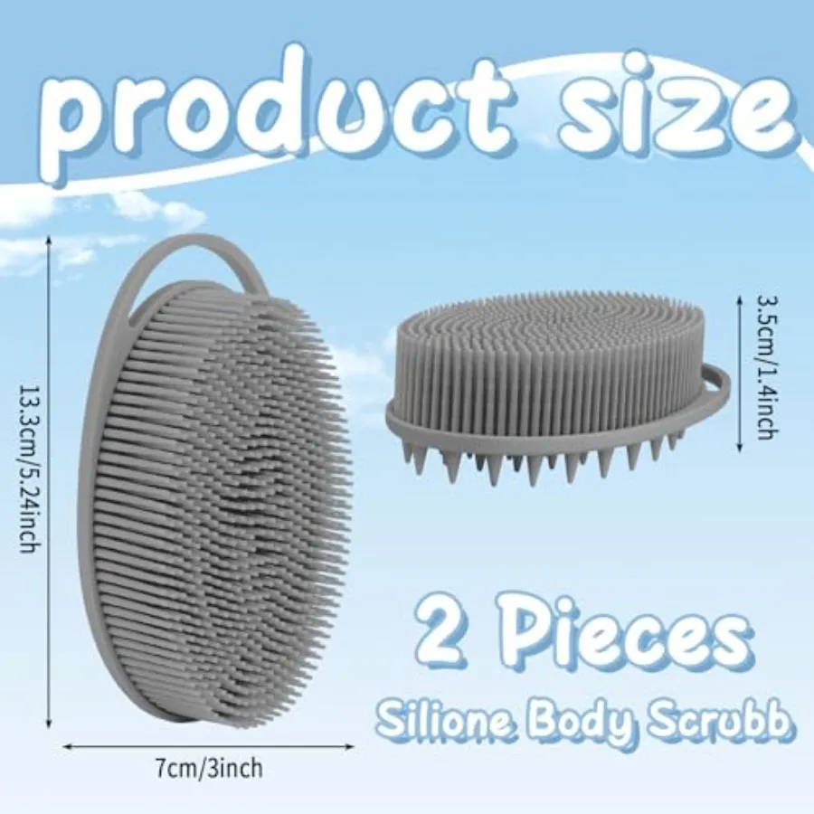 Silicone Scrubber Body, Shower Sponge and Exfoliating Body Scrubber for Men and Women, Large Flat Head Design with Handle -, Ba