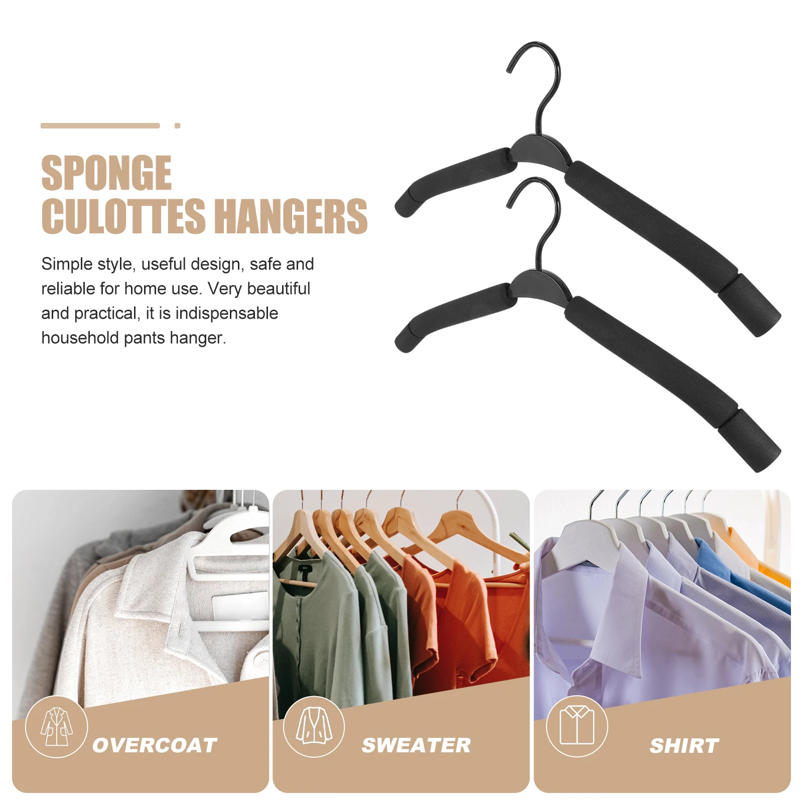 

10pcs Sponge Pants Hangers Space Saving Closet Organizer Home Storage Rack Skirt Jeans Hanger Multi-Functional Hanging Rack For