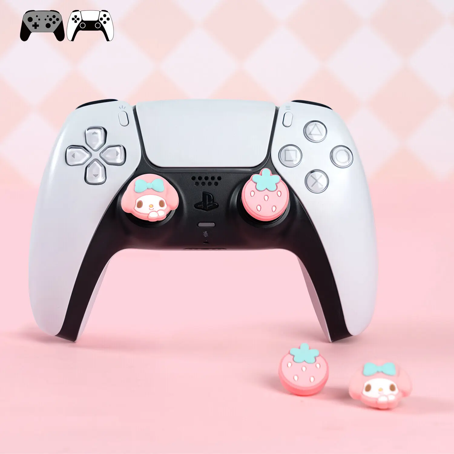 4PCS Cute Thumb Grip Caps Compatible with PS5 PS4 Switch PRO Controller