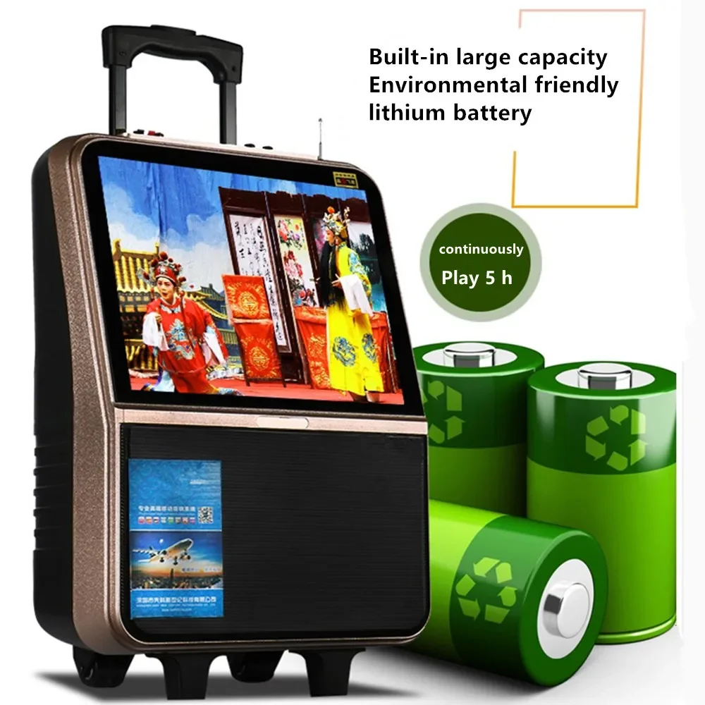 Haut-parleur Audio vidéo Portable d'extérieur, Bluetooth, WiFi, chariot, lecteur de musique, Machine de karaoké, chargement, Microphone MP3 sans fil