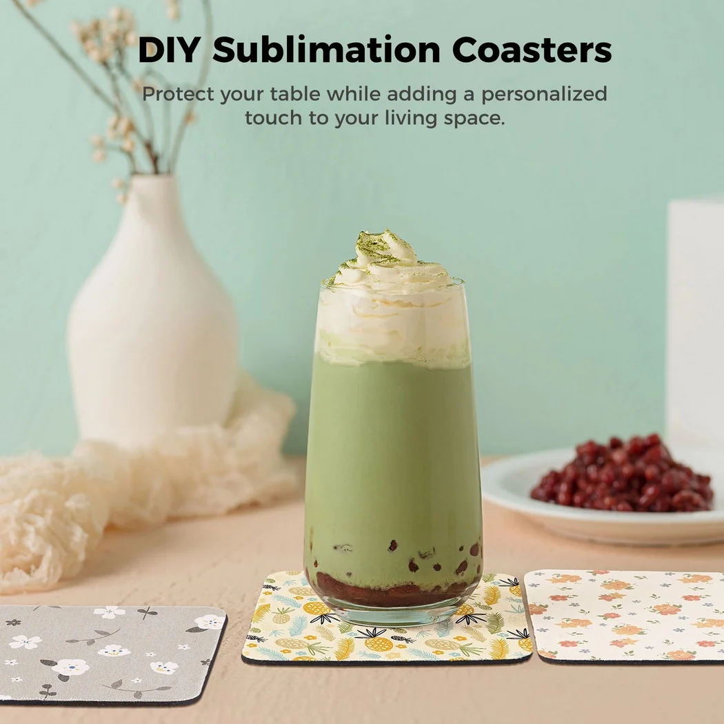 100Pcs Sublimation Coasters Square Blank Cup Mats Non-Slip DIY Blank Coasters Sublimation Transfer Heat Press Printing Crafts