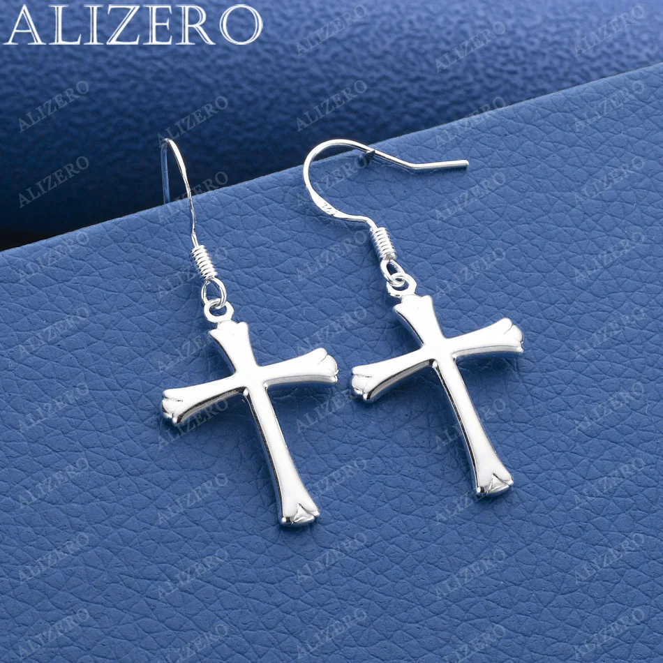 

ALIZERO 925 Sterling Silver Earrings Cross Drop Earrings For Women Jewelry Fashion Party and Daily Wear