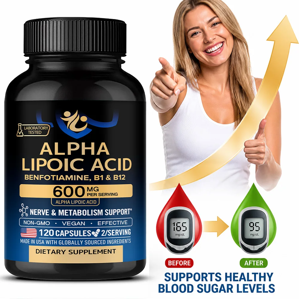 Alpha Lipoic Acid 600mg - Powerful Antioxidants Skin Care Protecting Liver, Brain and Nerve Health Energy Metabolism