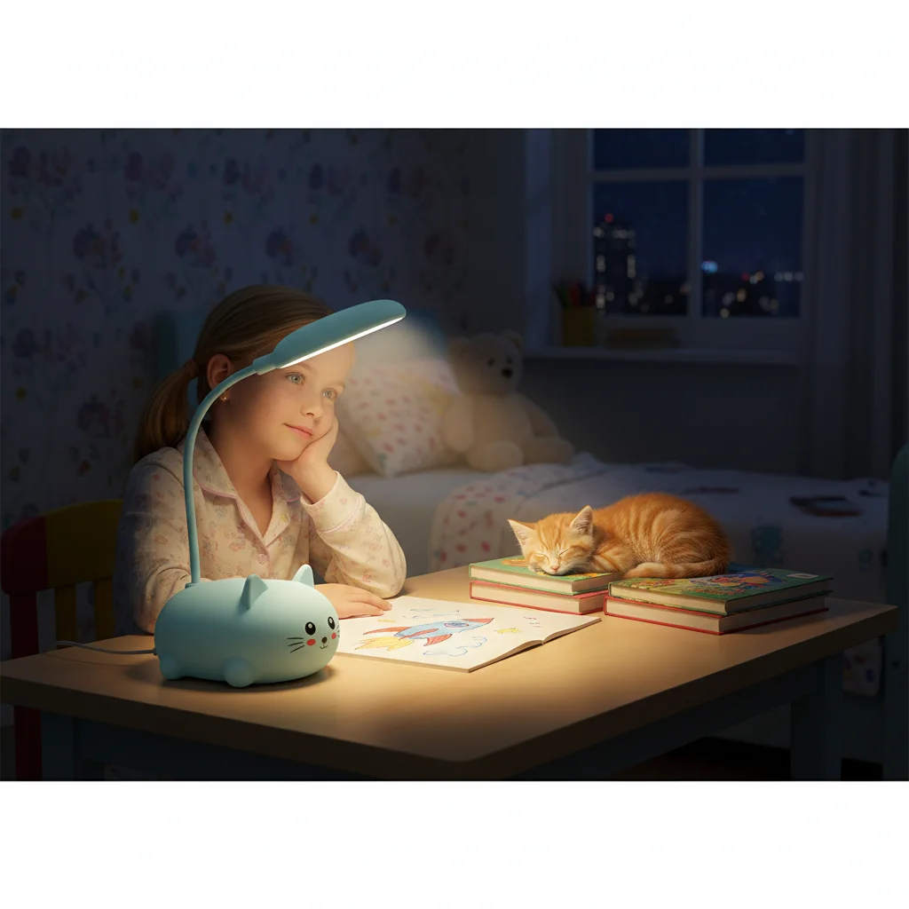 

Кошка ночного света аккумуляторный стол чтения складной книги животных лампа мини милый творческий гибкий привел спальня мультфильм для чтения