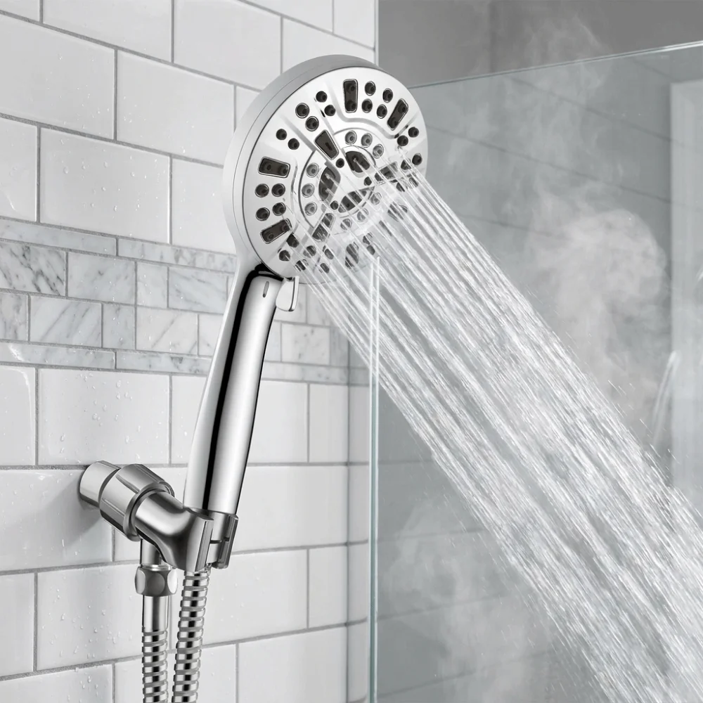 

1set（3pcs） High Pressure Spray Handheld Shower Head Set Jet Spray Mode Sturdy Durable Material 9 Function Shower Head