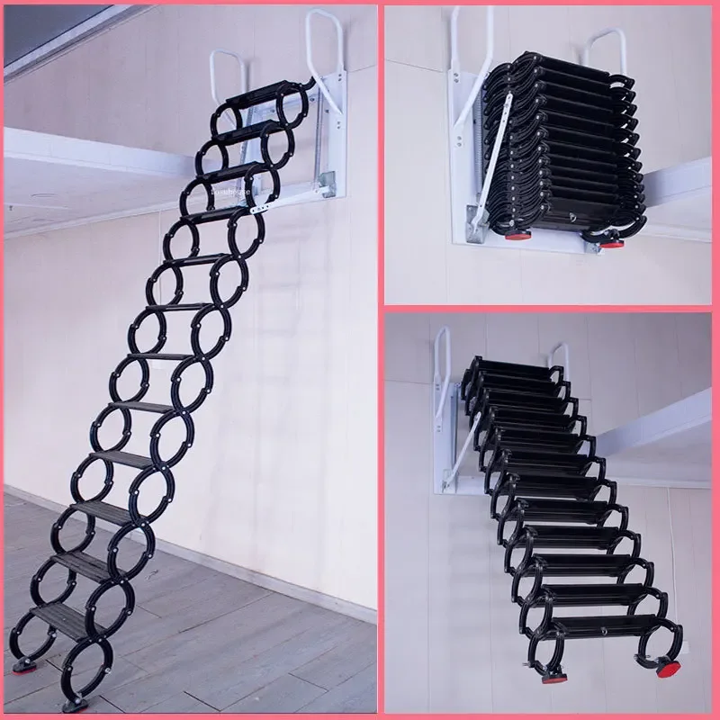 Home Thickened Invisible Stretch Ladders Attic Telescopic Staircase Indoor and Outdoor Wall Hanging Folding Villa Duplex Ladder