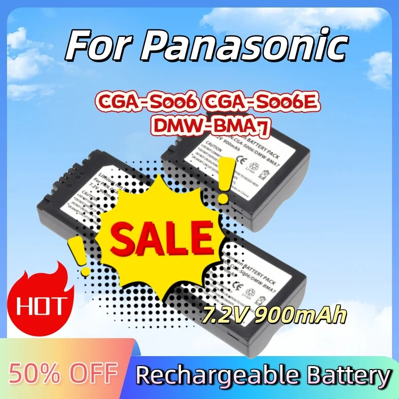 

Аккумулятор 7.2V 900mAh для Panasonic Lumix DMC-FZ7 FZ8 FZ18 FZ28 FZ30 FZ35 FZ38, аналог CGA-S006 CGA-S006E DMW-BMA7
