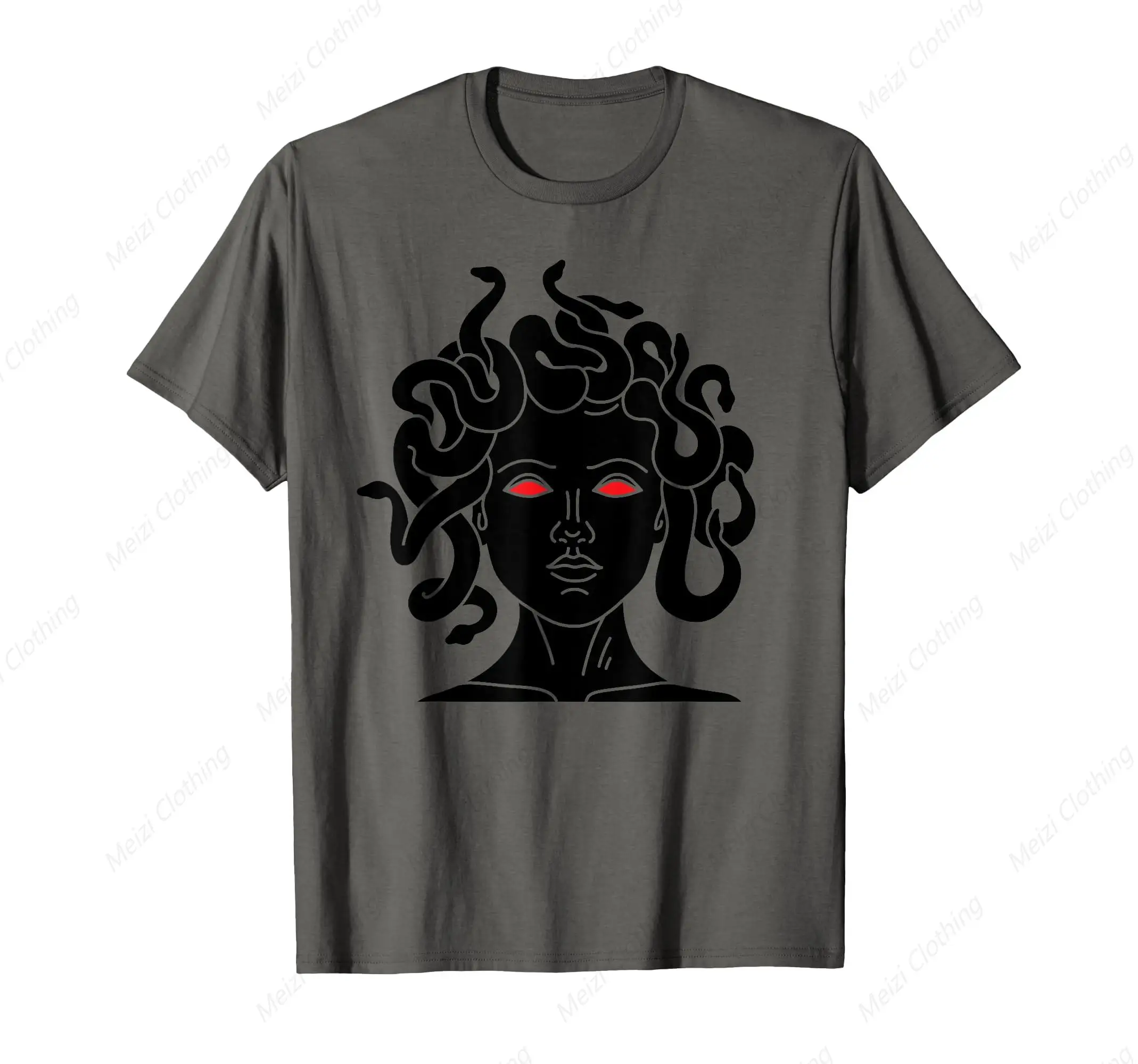 

Medusa Snake Hair Female Monster Ancient Greek Monster Greek Mythology T-Shirt Cool Print Gray Shirt Pure Cotton Classic