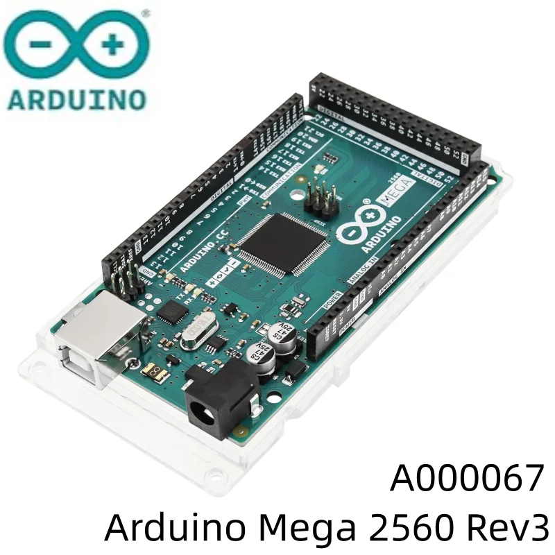 Arduino Mega 2560 Rev3 [A000067]: Utiliza un Chip Atmega2560, Opera a una Frecuencia de 16Mhz, Equipado con 54 Interfaces de E/S Digitales, 16 Puertos de Entrada Analógica y Memoria Flash Integrada de 256Kb.