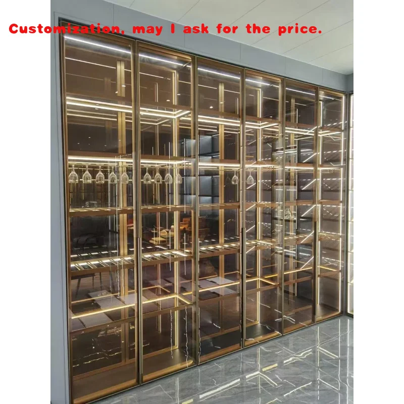 

На заказ. Настраиваемая гостиная, современный роскошный шкаф для хранения погреба для виски, витрина из закаленного стекла