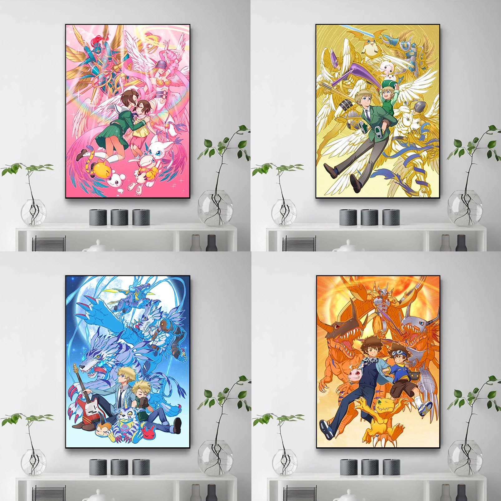 Posters for Wall Decoration for Home Anime Digimon Adventure Poster Decorative Prints Wall Painting Cute Room Decor Art Canvas