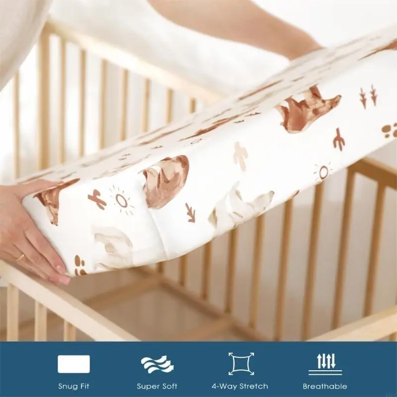 قطعتان من ملاءة سرير الأطفال القابلة للتنفس، غطاء وسادة تغيير الحفاضات القابل للفصل #4
