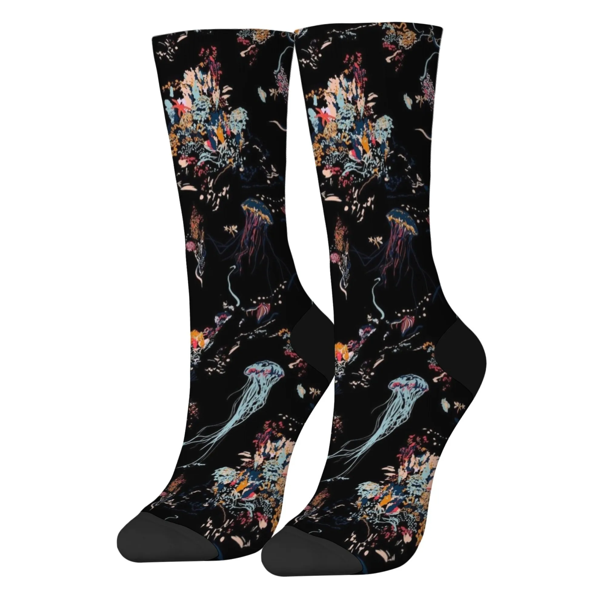 

Пара забавных носков унисекс, носки для экипажа, океанская медуза, роуминг, теплые и удобные повседневные носки, тренд в стиле хип-хоп, ретро