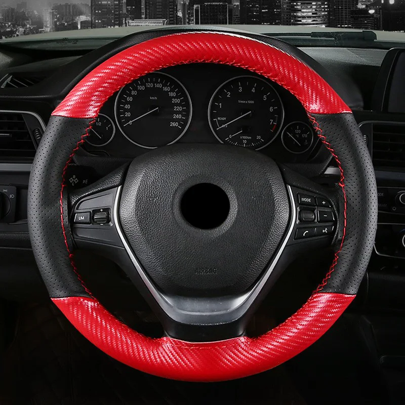 ﻿ 38CM Car Steering Wheel Cover Carbon Fiber Leather Sewing Braid Covers For Lexus IS300H CT200H IS250 RX350 NX300H RX450H GX460