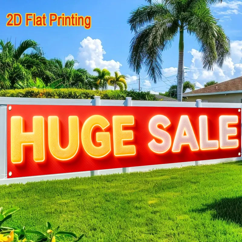 VIKAMA Big Sale: Long Fence Banners, Red Neon Outdoor Advertising Backdrops, Discount Signs for Shops and Markets