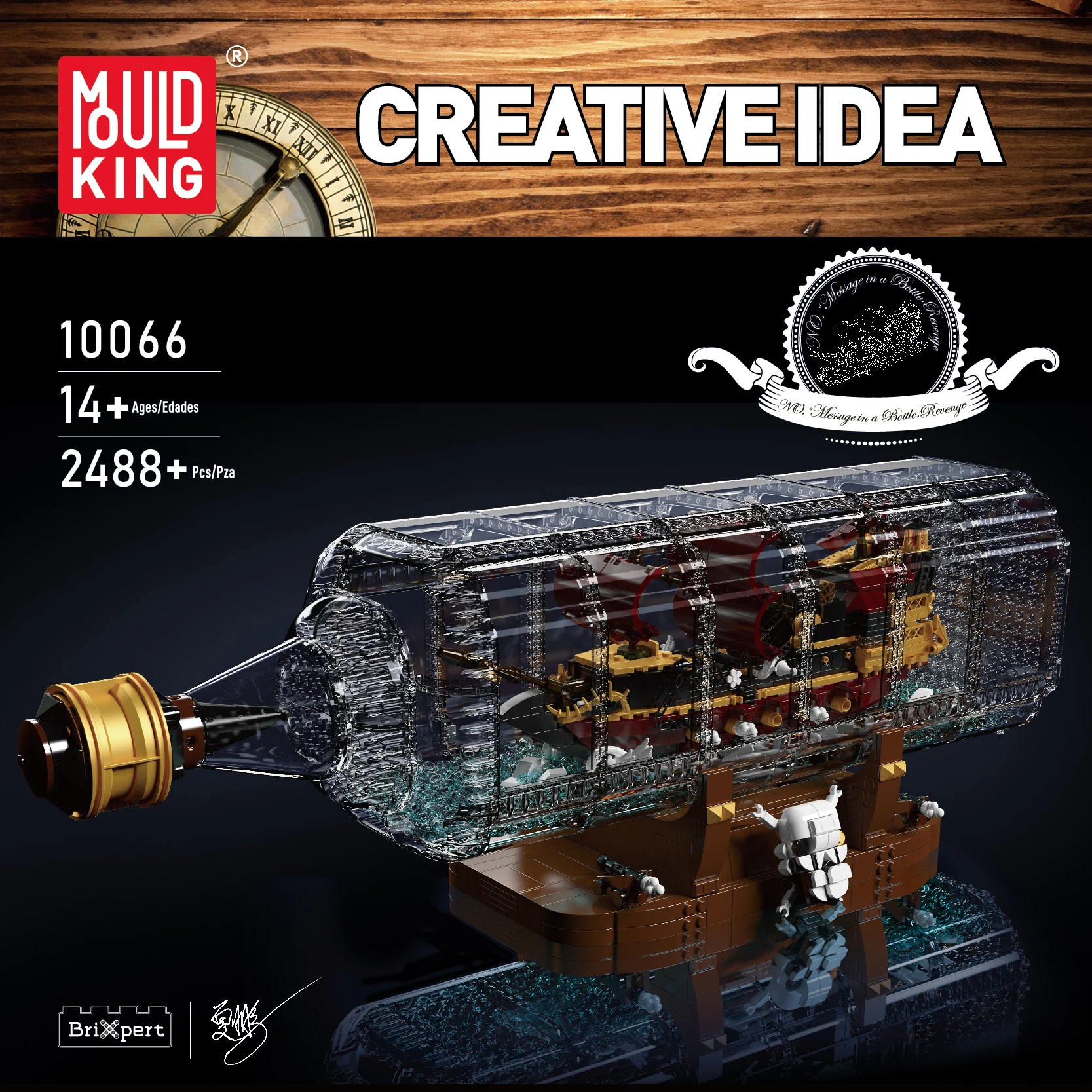 Mould King Ship in a Bottle Building Blocks Kits MOC Queen Anne's Revenge Pirate Ship Model Building Sets Kids Adults Collection