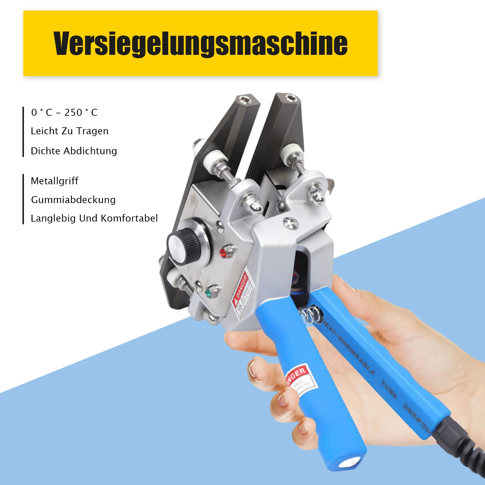Image of 220 V Hand-Heißsiegelmaschine 30–250 ° C Verstellbares, tragbares Lebensmittelbeutelversiegelungsgerät für Verbundfolien aus Aluminium und Kunststoff