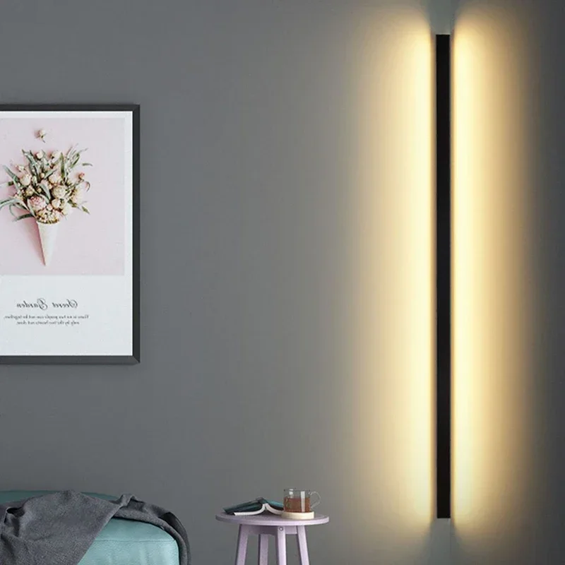 Moderne minimalist ische LED-Streifen Wand leuchte Innen Wohnzimmer Dekoration Hintergrund Wand Aluminium Acryl Schlafzimmer Nachttisch Nachtlicht