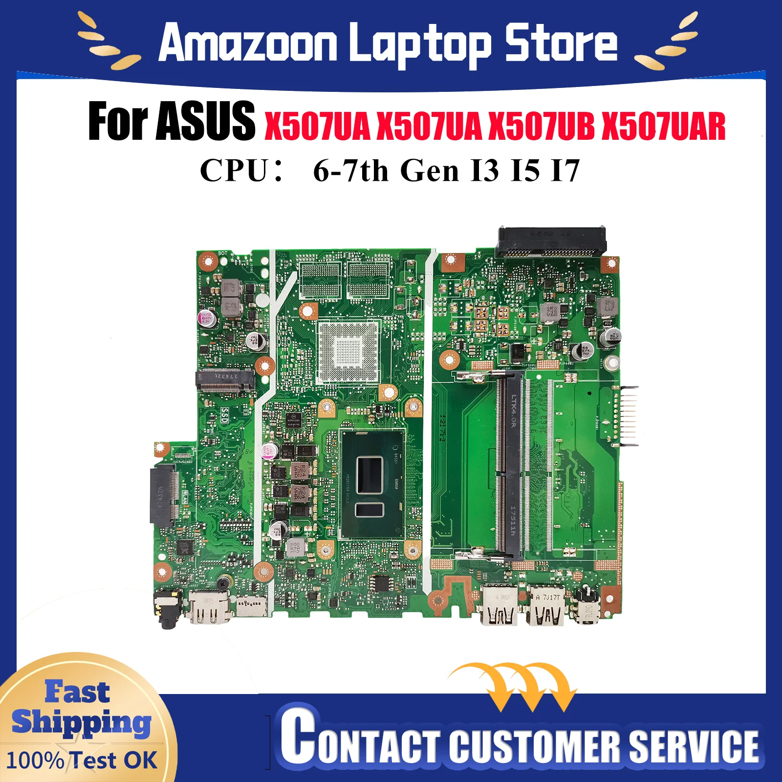

X507UA Материнская плата для ноутбука ASUS X507UAR X507U X507UBR X507UFR X507UA F507U A507U X507UF Y5000U X507UB Материнская плата I3 I5 I7 CPU
