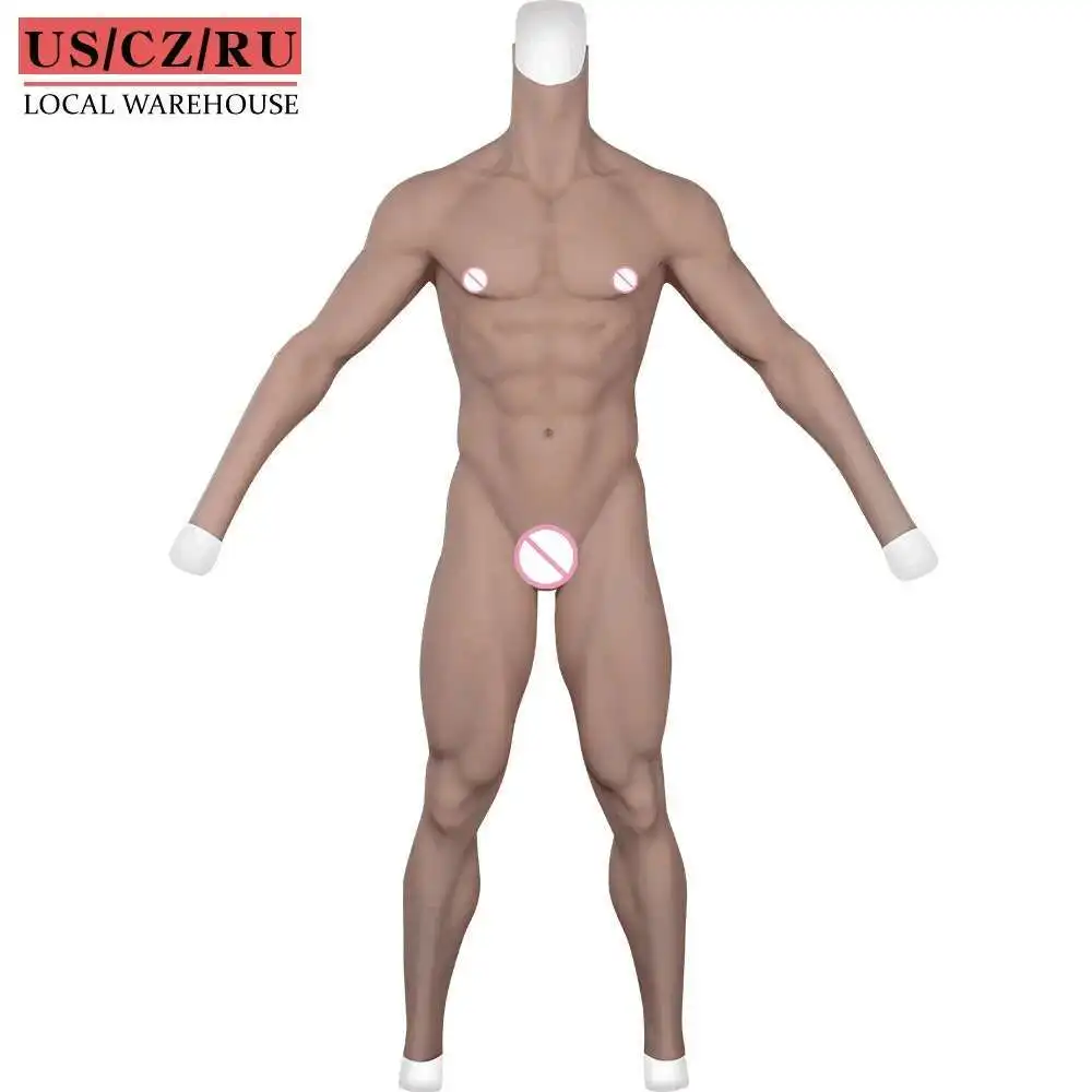 Crossdressing masculino falso músculo terno completo bodysuit falso homem músculos silicone falso peito cosplay trajes prótese de silicone calças