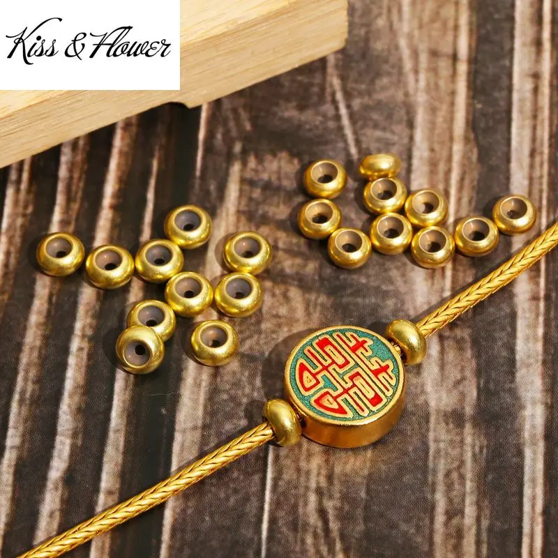 

KISS&FLOWER Gold 5/6/7mm Round Siilca Gel Positioning Beads 2pcs For DIY Accessories Bracelet Bracelet Necklace Making AC22