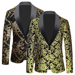 Fashion Trend Jacquard Suit Jacket Men's Clothing Gentleman Wedding Prom Party Luxury Tuxedo Blazers