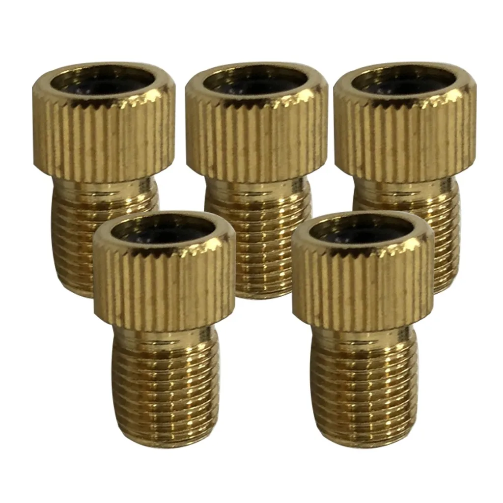 5Pcs Brass Presta Valve Adaptor,Convert Presta to Schrader for All Types of Bikes,e-Bikes, Inflate Tire Using Standard Bike Pump