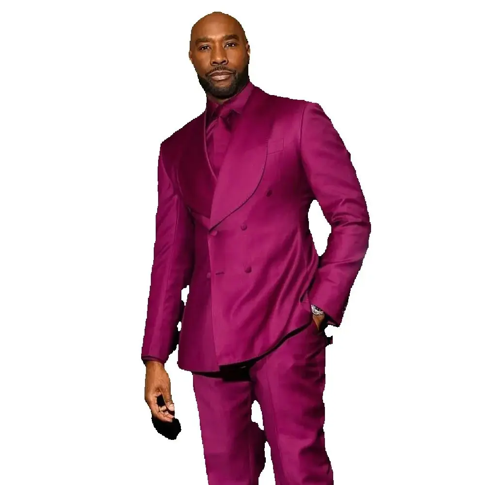 이민피프 남성 정장 슬림핏 더블브레스트 새틴 연회/웨딩 신랑 턱시도 포멀 비즈니스 투피스 세트 XS-5XL