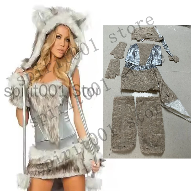 New Sexy Furry Wolf Girl Costume Wolf Women Costumes Halloween Furry Costumes For women Animal Costume Cosplay Christmas Costume