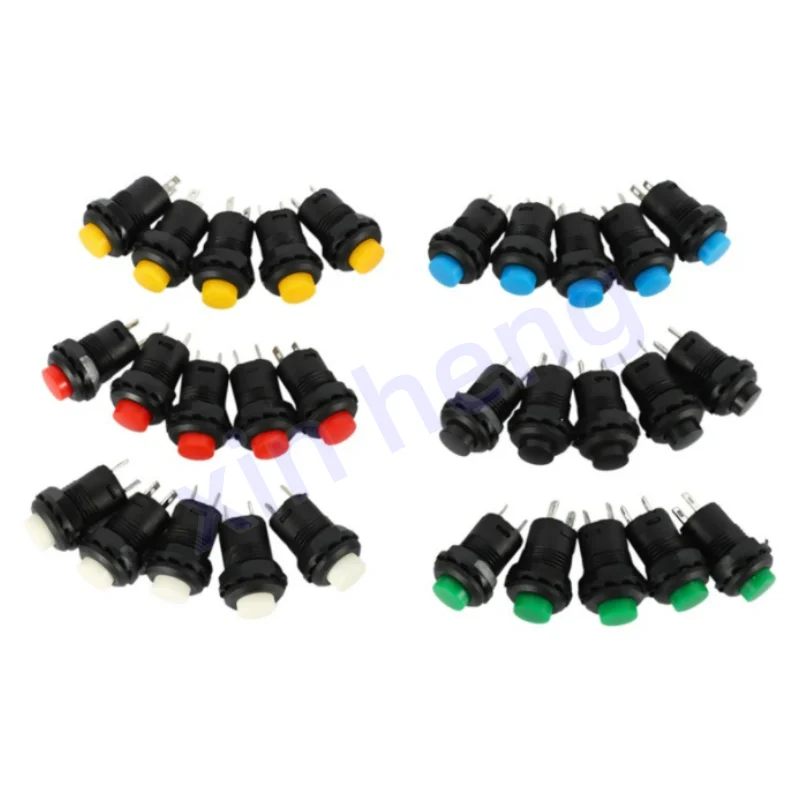 10PCS 12mm Lock Latching OFF- ON Push Button Switch Maintained Fixed Pushbutton Switches DS-428