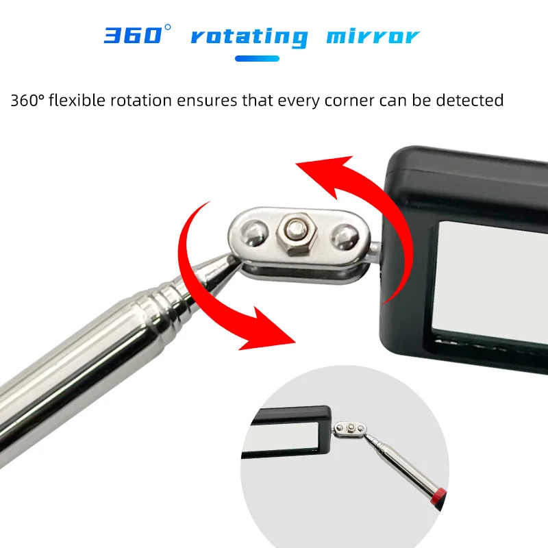 Square extendable inspection mirror repair reflector with LED beads