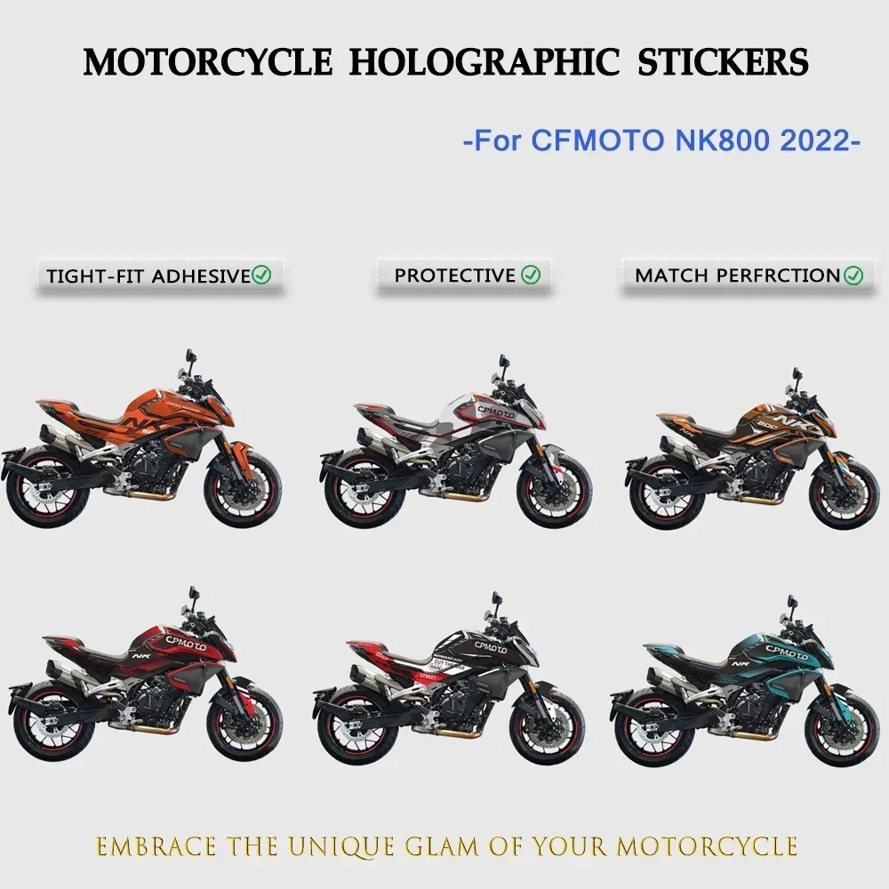 

For CFMOTO NK800 800NK NK 800 2022-2024 Holographic Stickers Fairing Decal Adhesive Tank Pad Wheel Protection Body Decoration