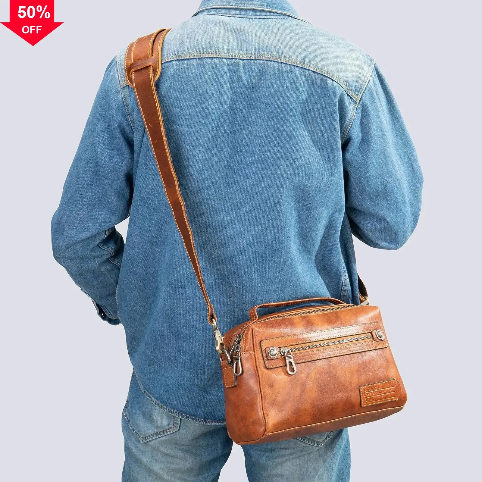 메신저 남성용 가방 스트랩용 빈티지 가죽 어깨 조절 가능 롱