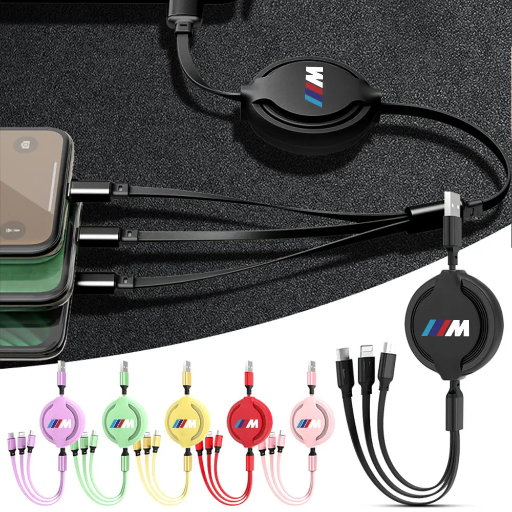 3 In 1 Micro USB Type C Charging Cable Multi Charger For Bmw M Performance M1 M3 M5 M6 F01 F20 F10 F13 F15 F16 F30 F34 F32 E91 X