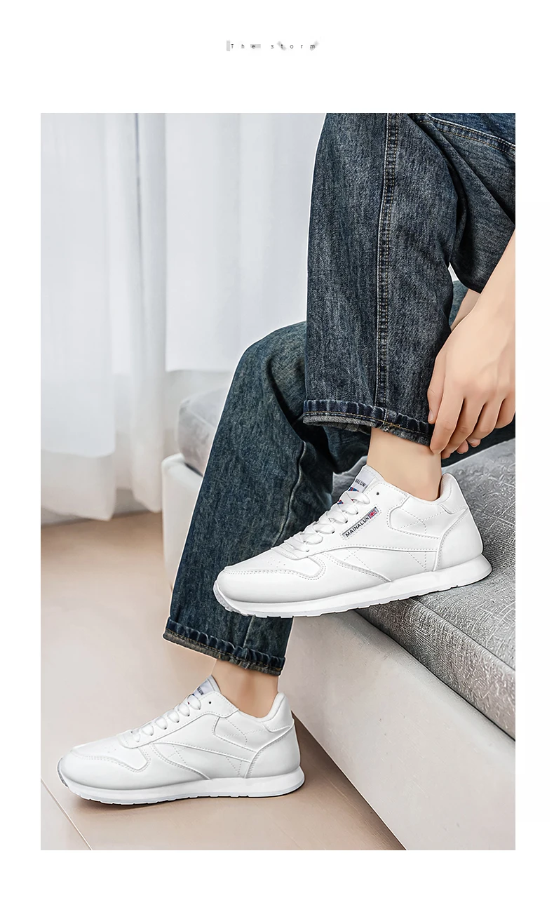 Herren Freizeitschuhe, Weiße Sneaker, Einfarbig Klassisch, Bequem und Stilvoll, Geeignet zum Gehen und für Outdoor-Training – Detail 6