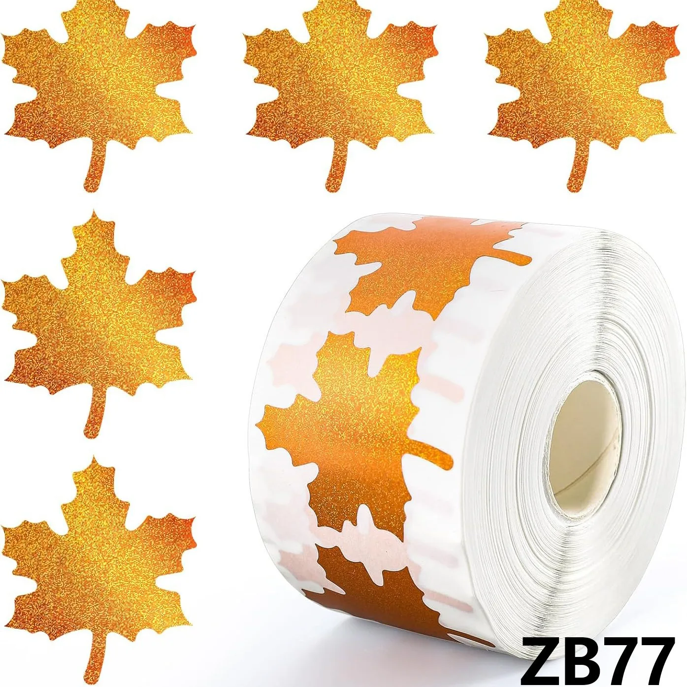 

100-500pcs 1inch Golden Maple Leaf Sticker Labels for Thanksgiving Card Box Envelope Sealing Waterproof Shining Wrapping Supply