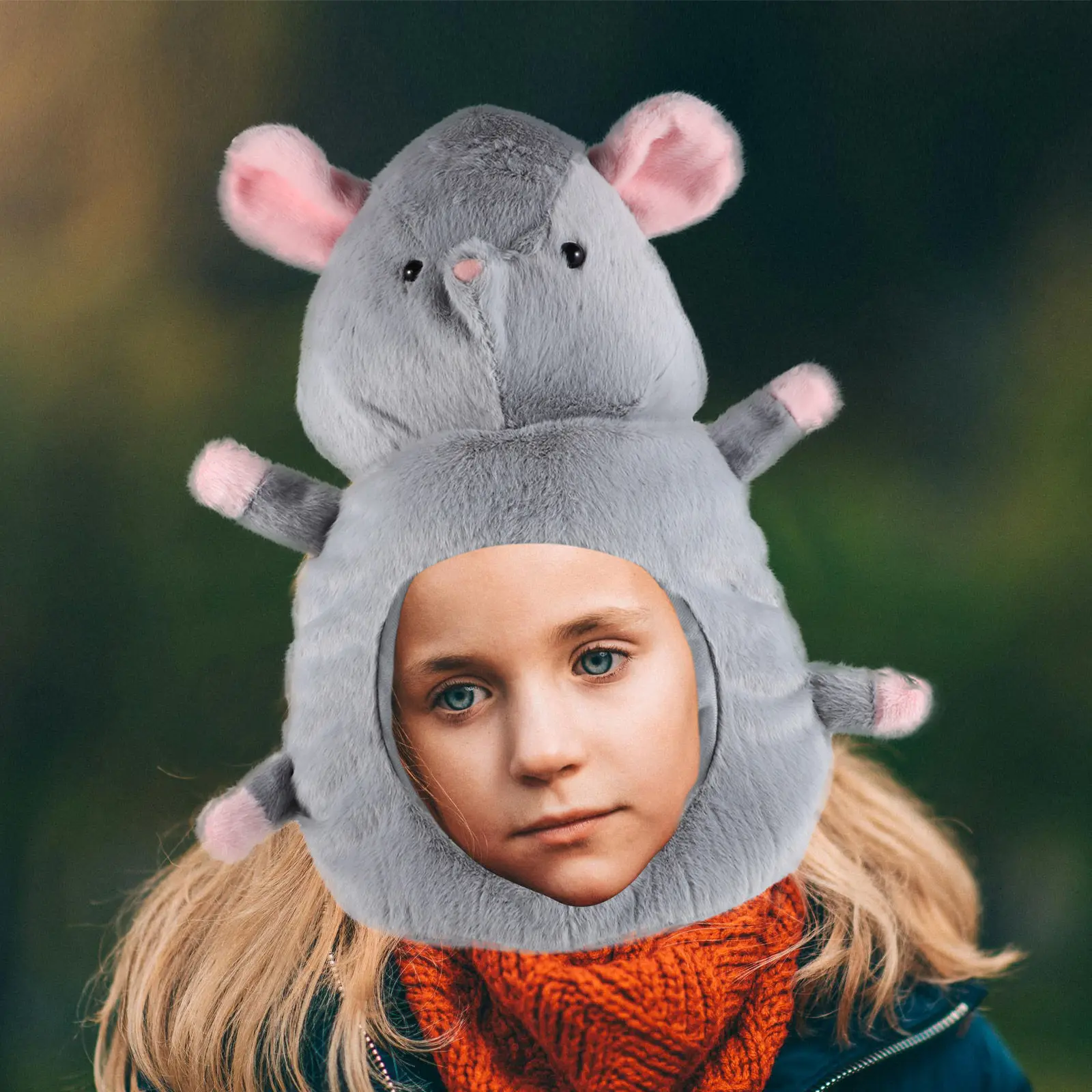 Gorro de disfraz de rata, divertido accesorio de cabeza de animal, gorro de fiesta estilo ratón de dibujos animados, sombrero para disfrazarse, cosplay, cumpleaños, Halloween, fotomatón