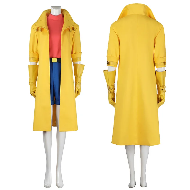 Huanhuan Halloween Carnival Adult Sexy Female Anime X Police 97 Man Jubilation Lee Jubilee Cosplay Costume Yellow Trench Coat